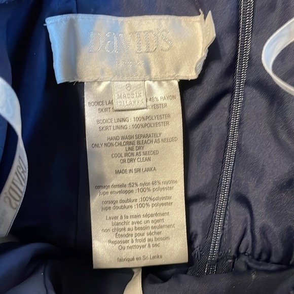 David’s Bridal Bridesmaid Blue Navy Lace Chiffon Dress one shoulder flowy size 6 - Picture 5 of 5